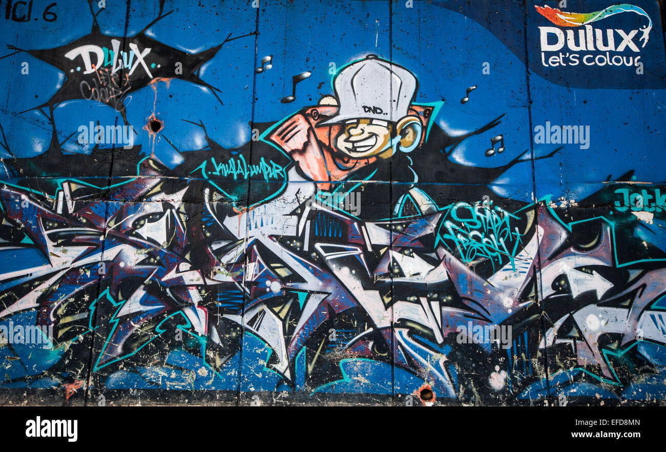 Street Art / Graffiti at Sungai Klang art gallery for public, along the banks of the Klang River, Chinatown, Kuala Lumpur Stock Photo
