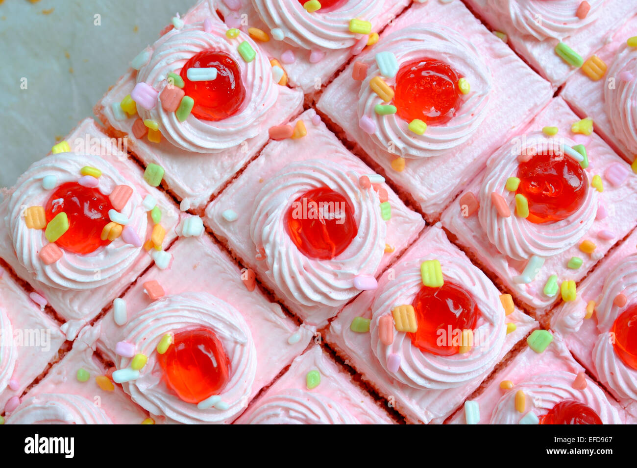 strawberry cake with cake sprinkles Stock Photo Alamy