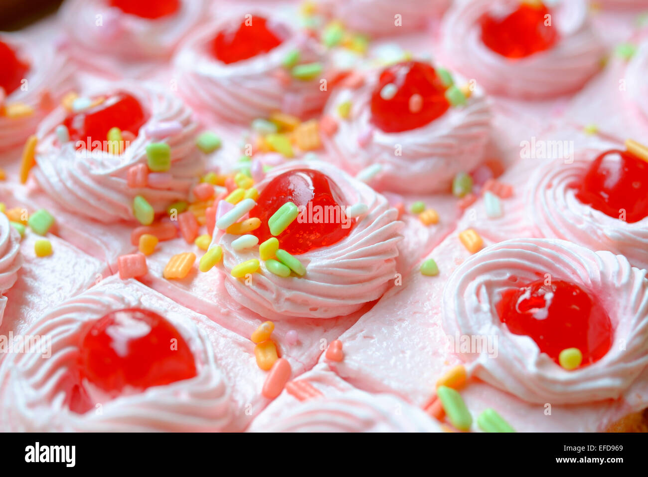 strawberry cake with cake sprinkles Stock Photo