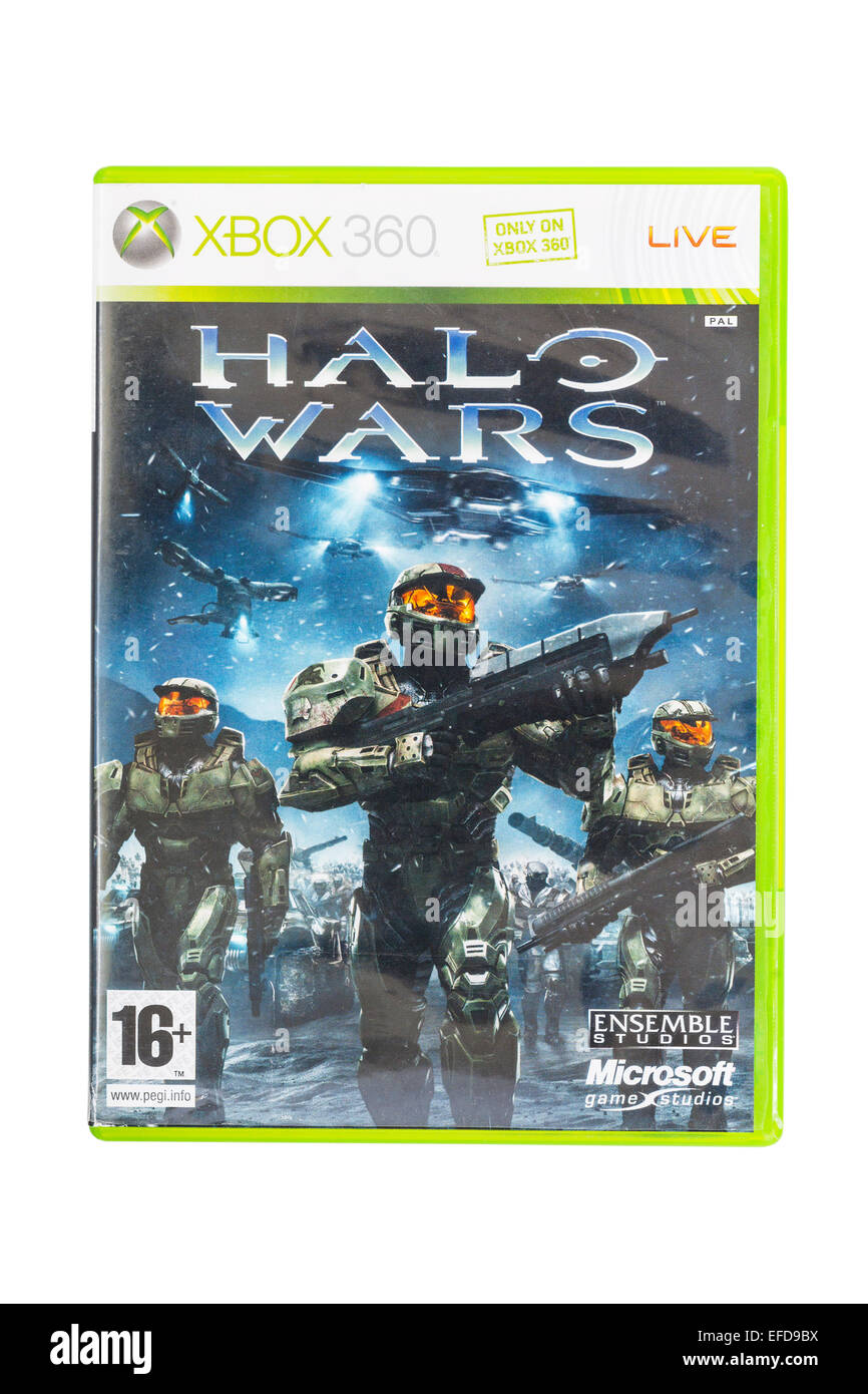 The Microsoft XBOX 360 Halo wars game on a white background Stock Photo