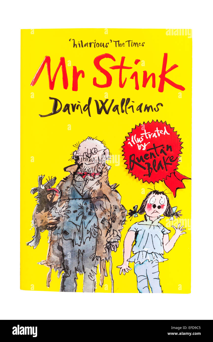 The book called Mr Stink written by David Walliams on a white background Stock Photo