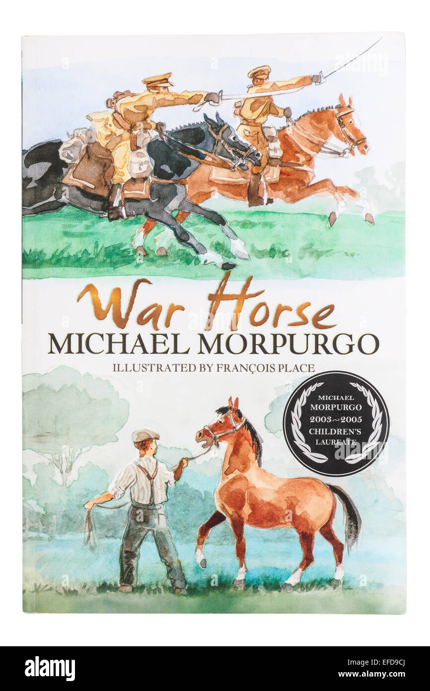 The War Horse book written by Michael Morpurgo on a white background Stock Photo