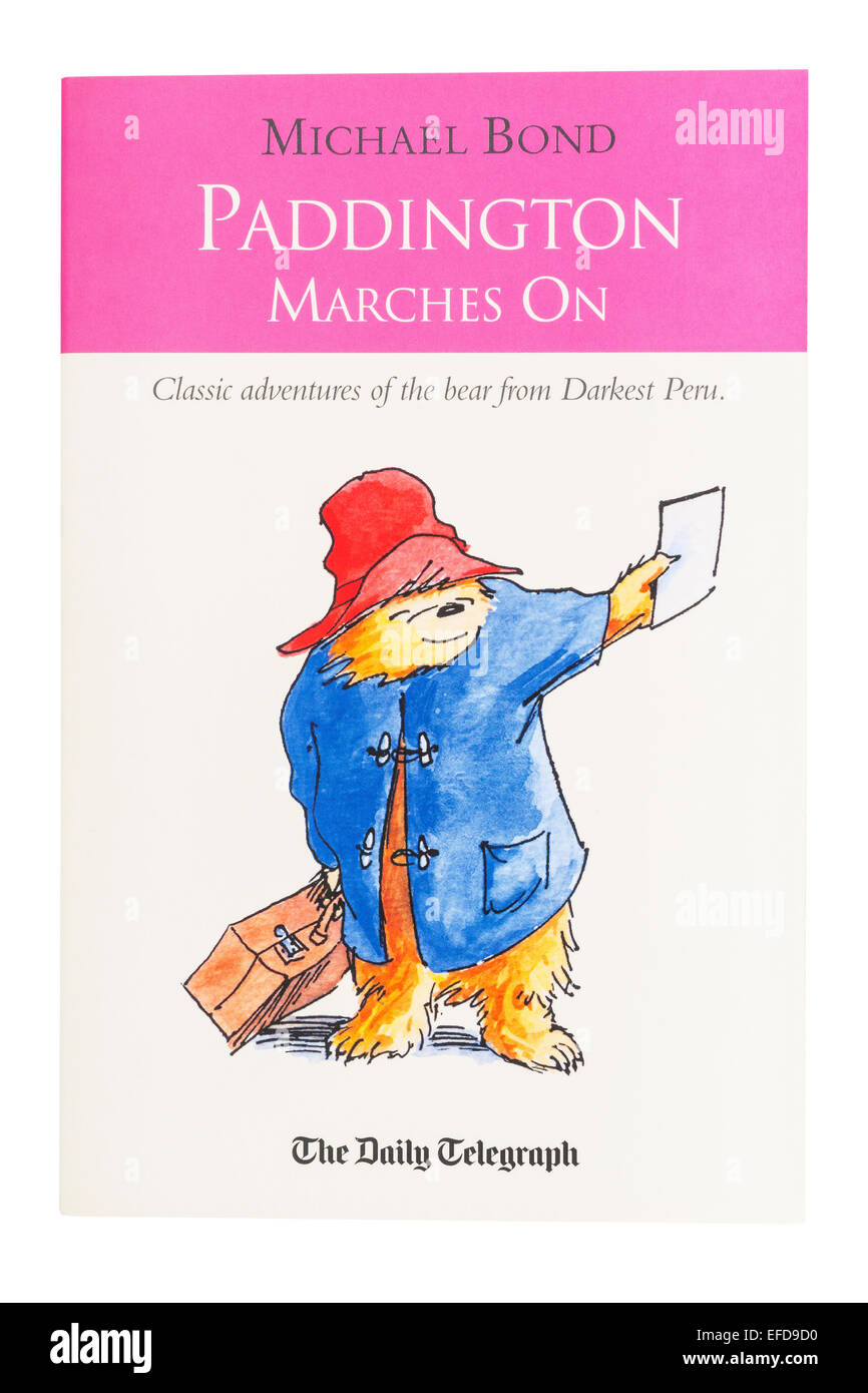 The Paddington marches on book written by Michael Bond on a white background Stock Photo