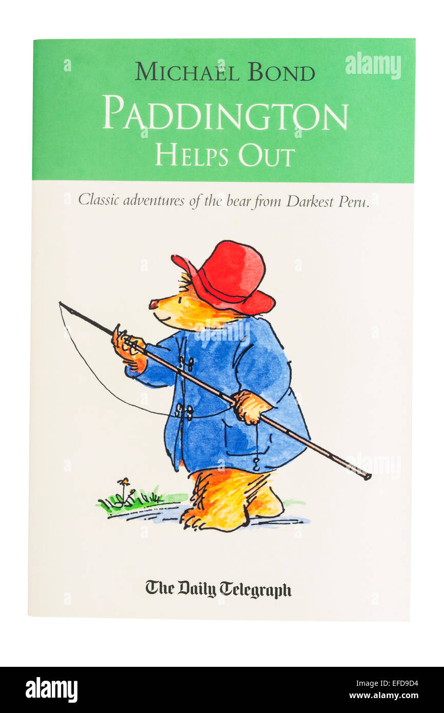 The Paddington Helps Out book written by Michael Bond on a white background Stock Photo
