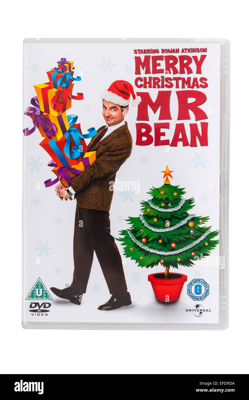 Merry Christmas Mr Bean film DVD on a white background Stock Photo