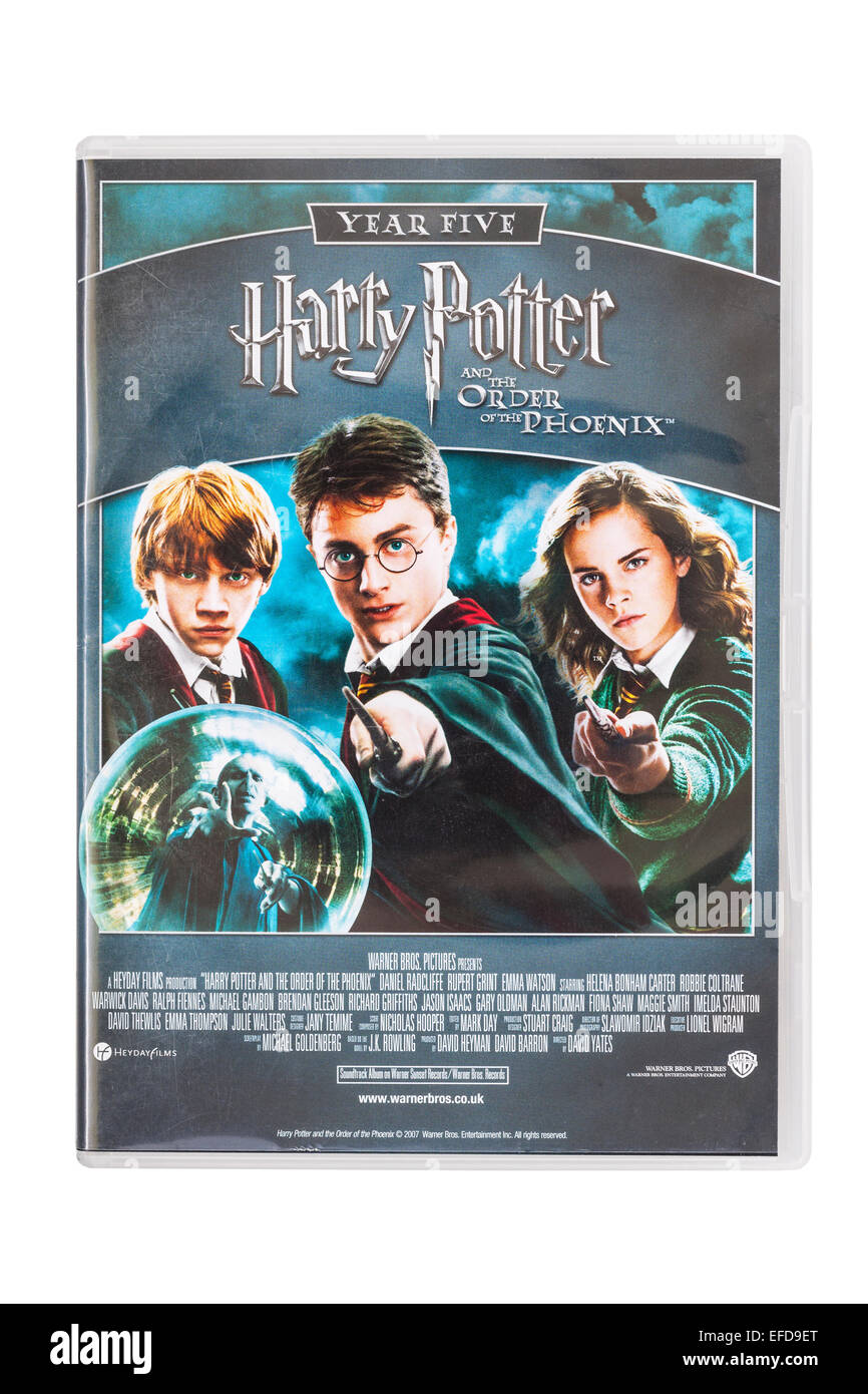 Harry Potter and the order of the Phoenix the film DVD on a white background Stock Photo