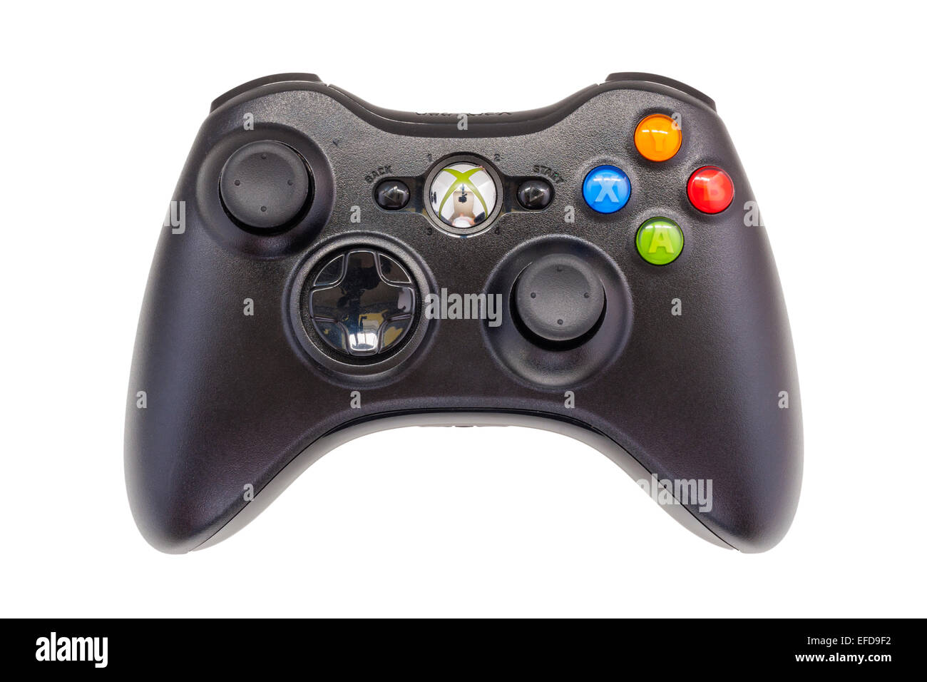 An XBOX 360 game controller handset on a white background Stock Photo