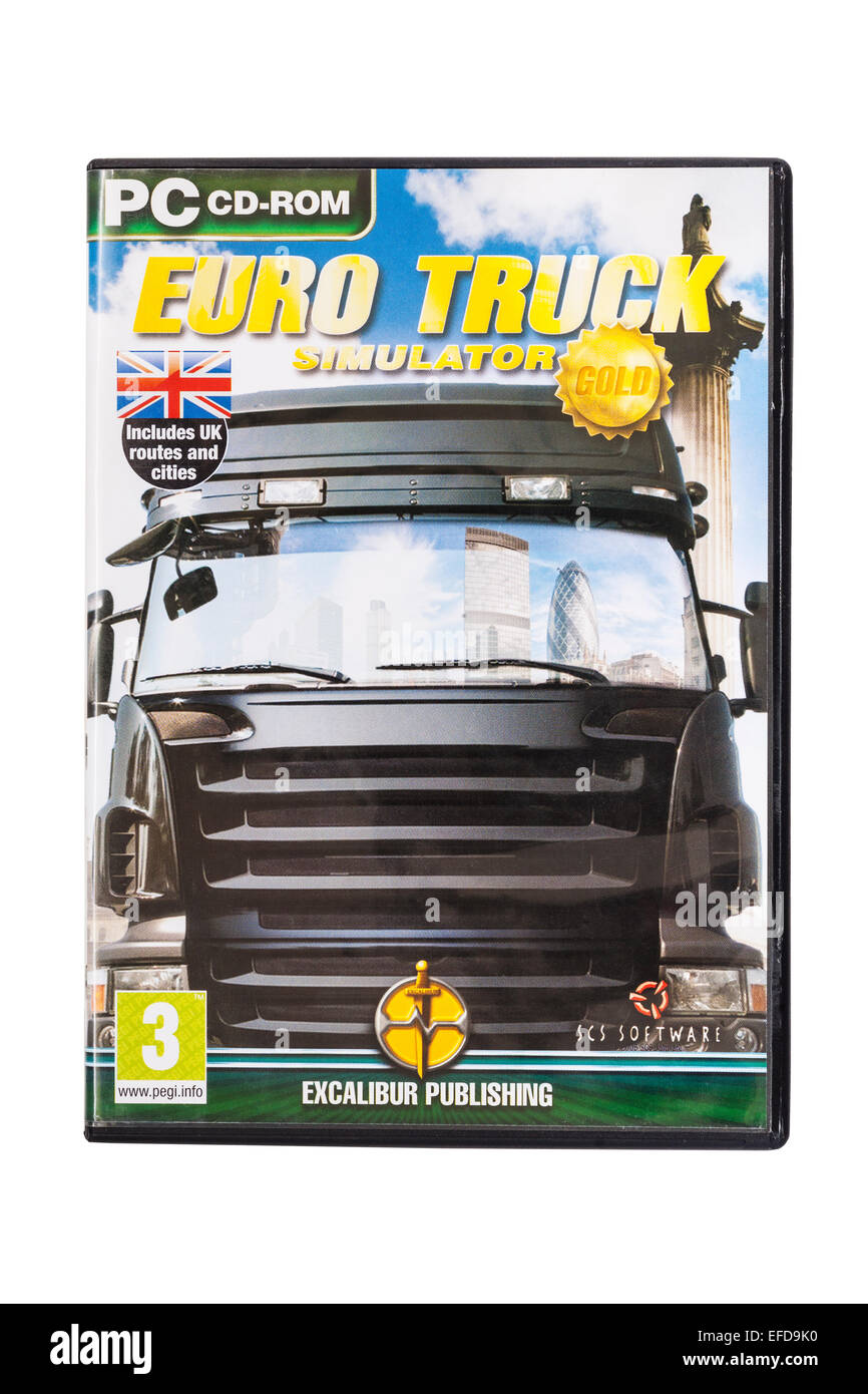 A PC CD-ROM Euro Truck SIMULATOR Computer Game on a white background Stock Photo