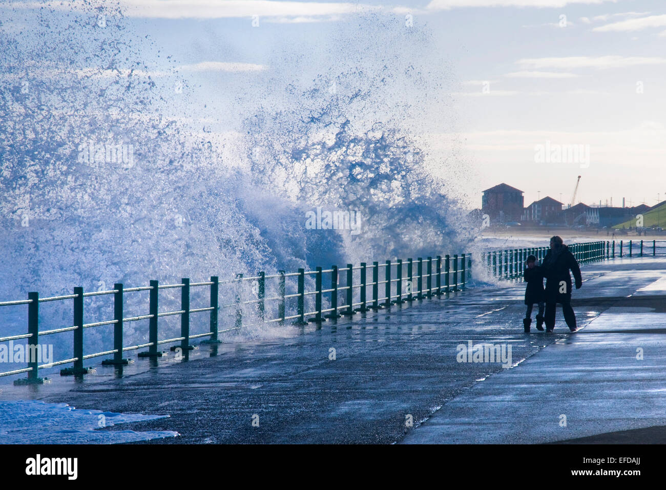 UK Weather Sunderland, UK. 1st February, 2015. Stormy seas pound the