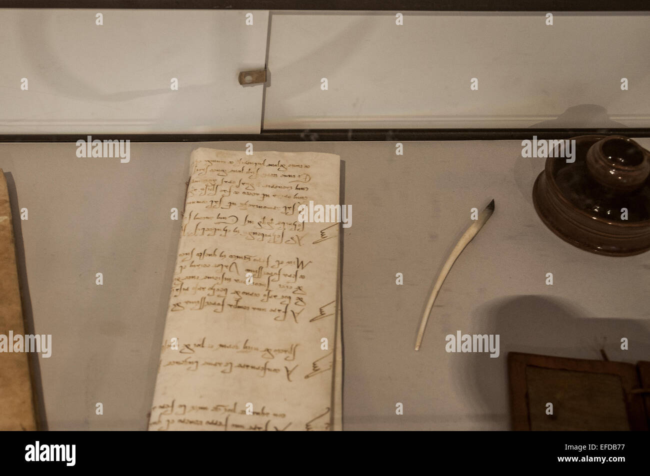 ancient medieval parchment with tools for handwriting Stock Photo Alamy