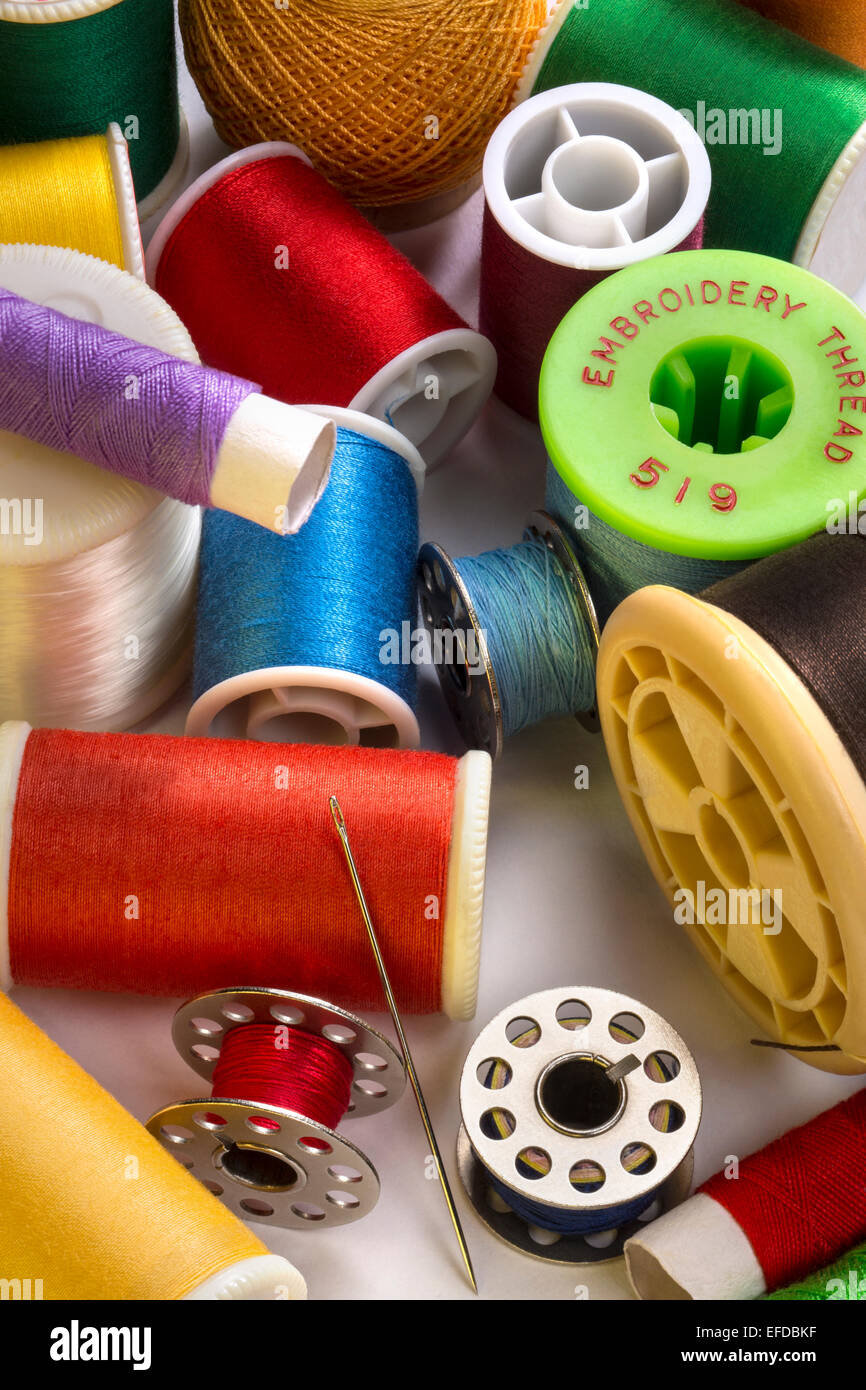 Sewing Cotton Bobbins Stock Photo Alamy