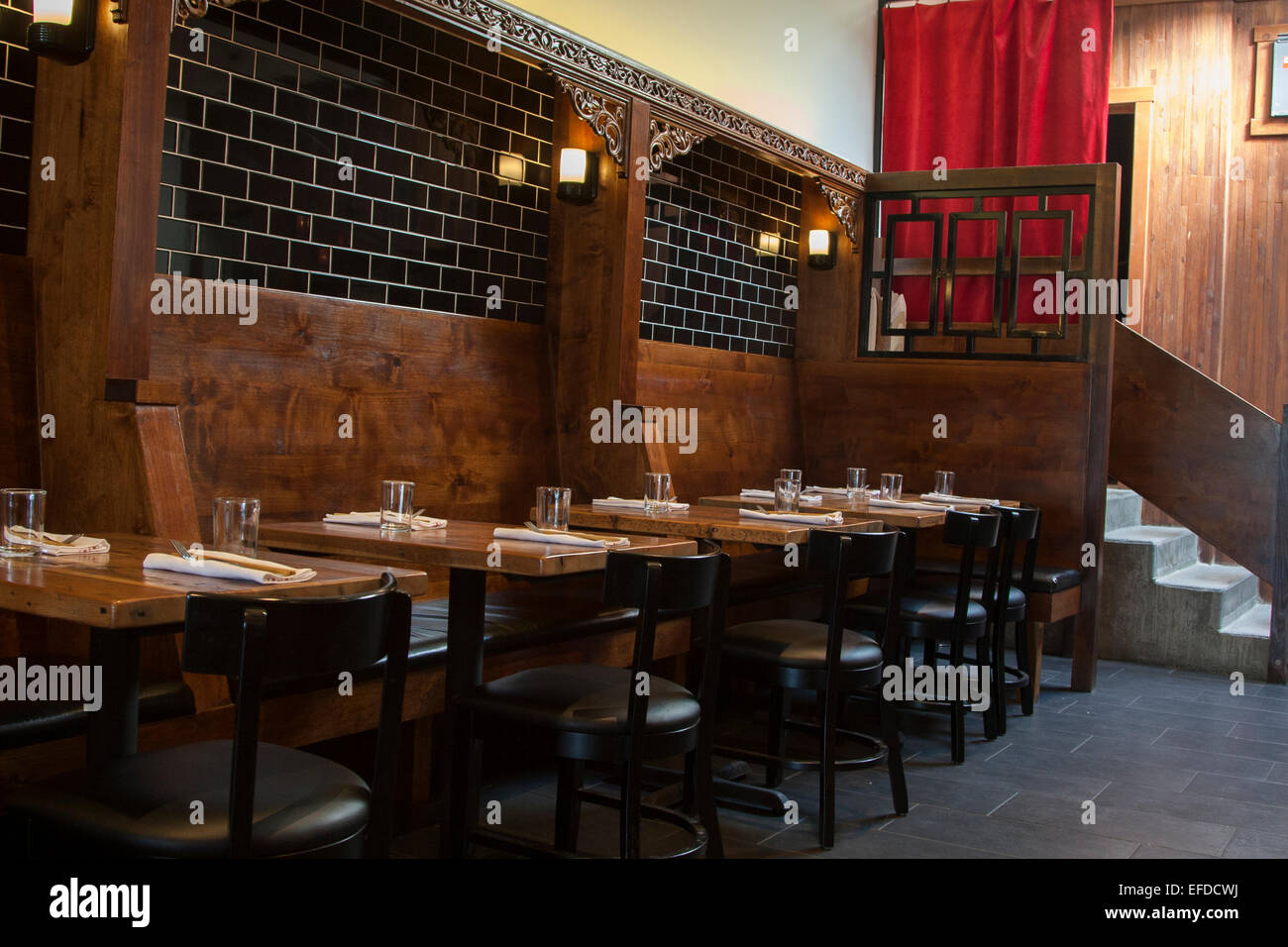 Interior of the modern Asian restaurant, Osmanthus, in Rockridge, Oakland, California. Stock Photo