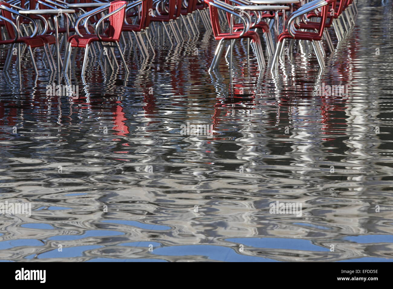 Venice, Italy. 31st January, 2015. Italy Weather chairs and tables of