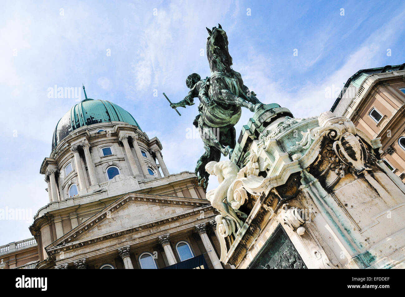 Statue of Prince Eugene of Savoy at Budavari Palota Buda Castle Palace. Stock Photo