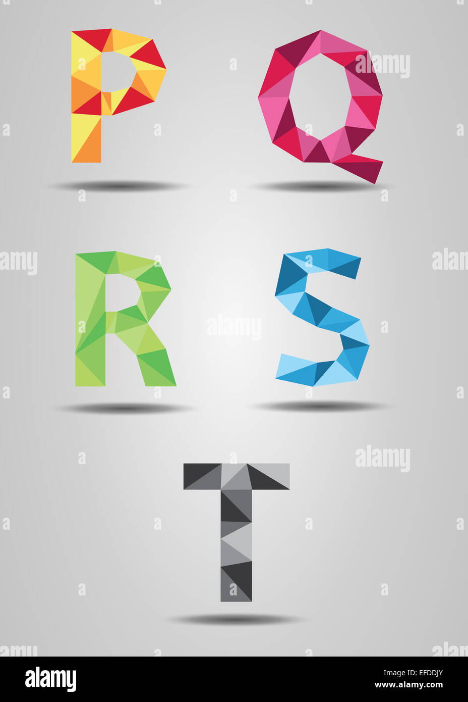 Abstract five colorful letters in the air Stock Photo
