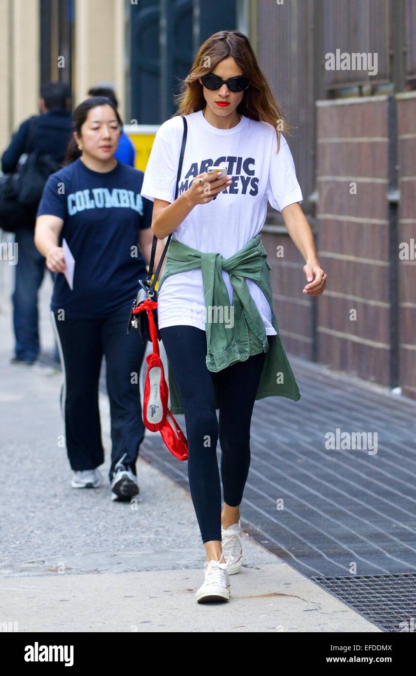 A dressed down Alexa Chung, wearing an Arctic Monkeys T-shirt, spotted out  and about in the East Village. Chung dated the lead singer of the band, Alex  Turner, for four years before