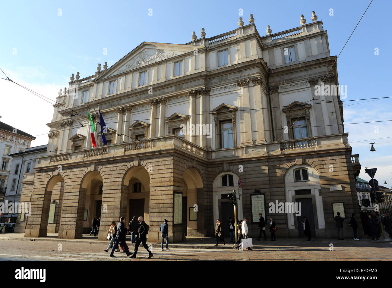 The Facade Of La Scala Opera House Teatro Alla Scala In Milan Italy 