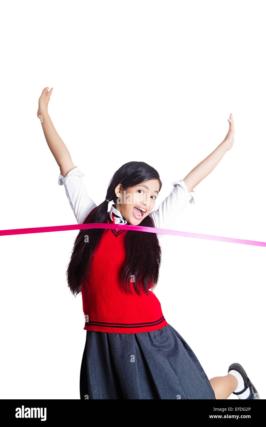 1 indian school girl student Victory Stock Photo
