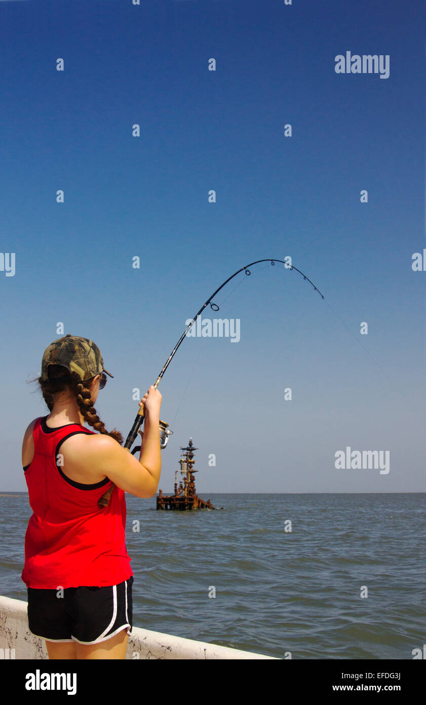 Teen girl fishing rod hi-res stock photography and images - Alamy