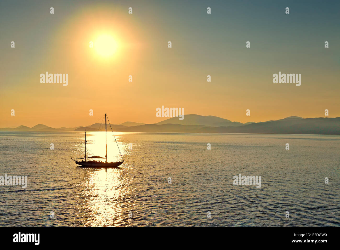 Sailing near Hydra island in Greece Stock Photo Alamy