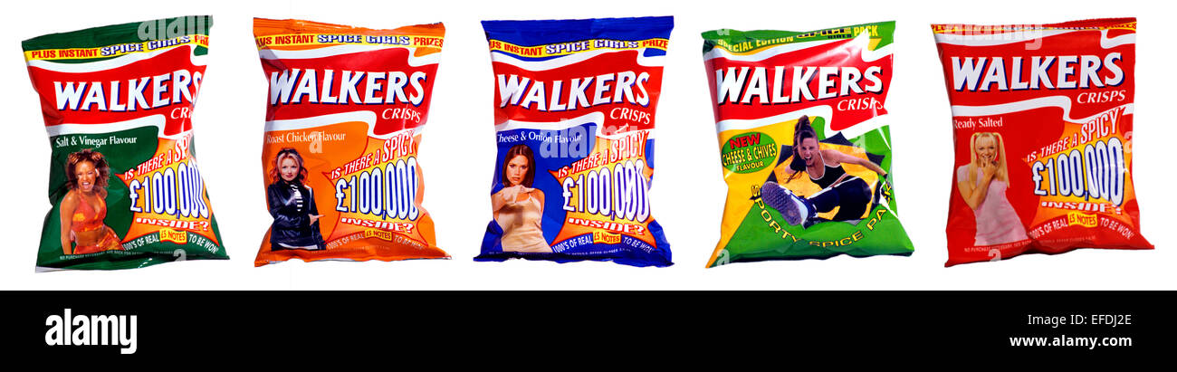 Spice Girls Walkers Crisps Limited Edition Collection - July 1997 Stock Photo