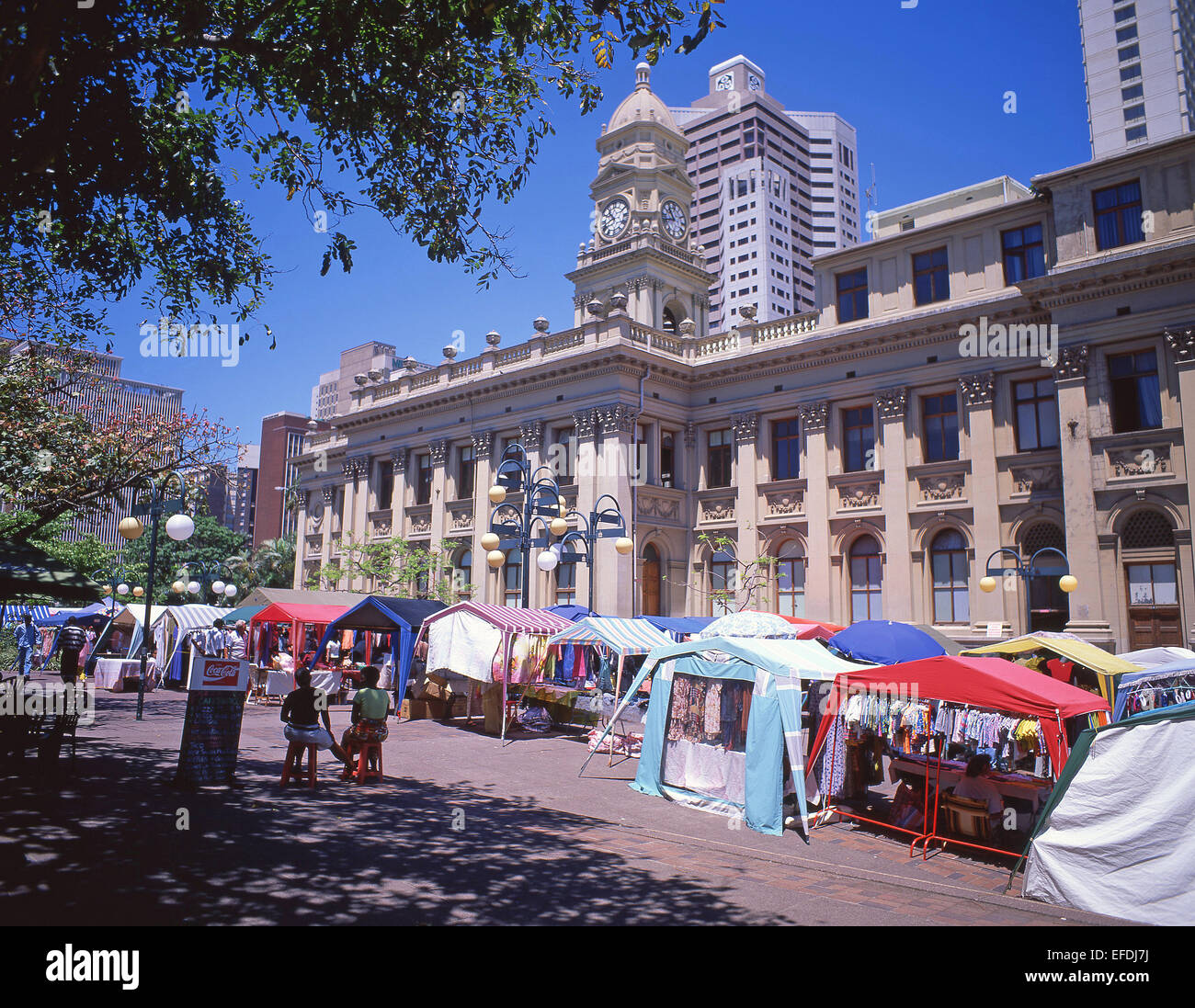 Street market outside Durban City Hall, Durban, KwaZulu-Natal Province, Republic of South Africa Stock Photo