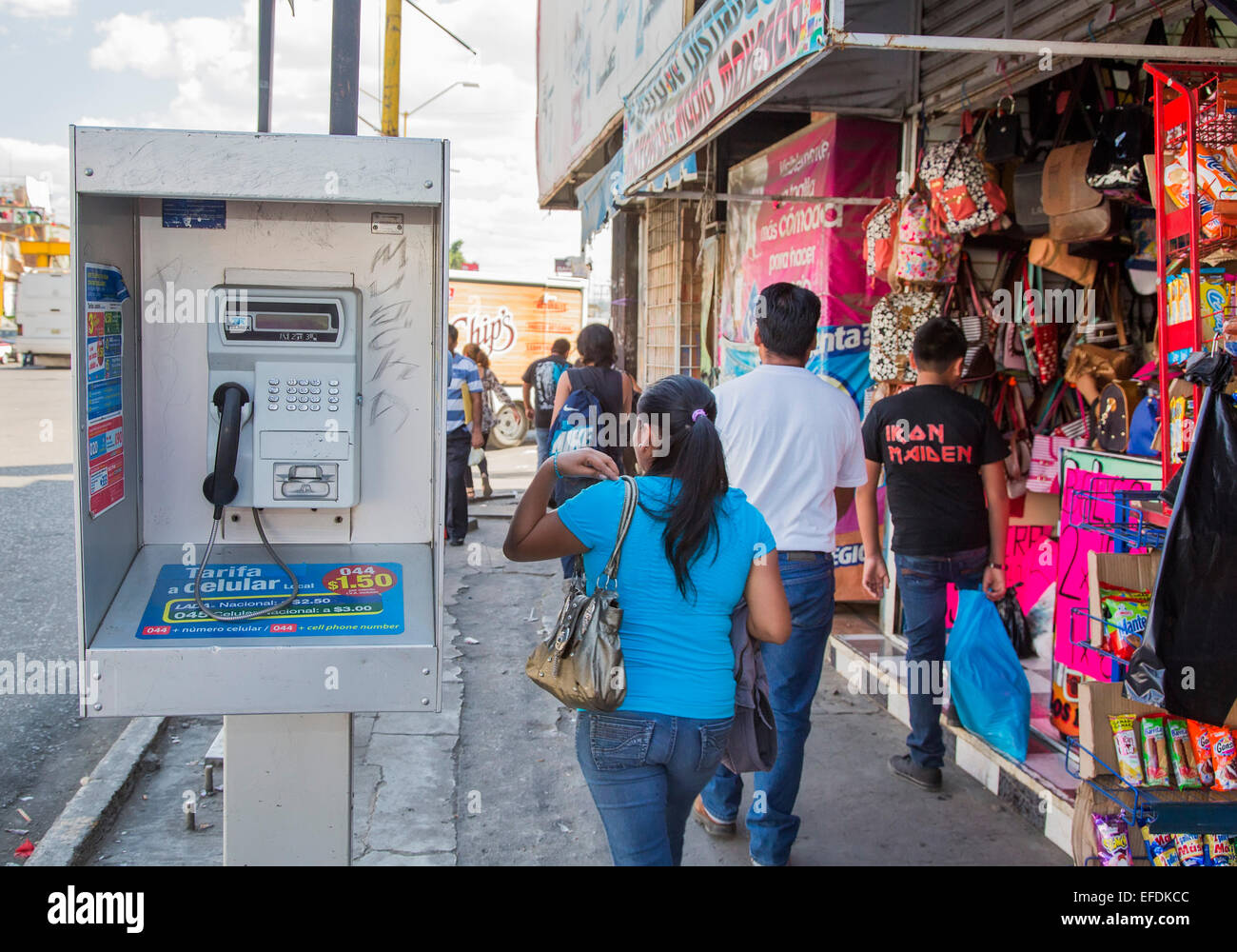 Oaxaca, Mexico - A public, pay telephone on the street. Stock Photo