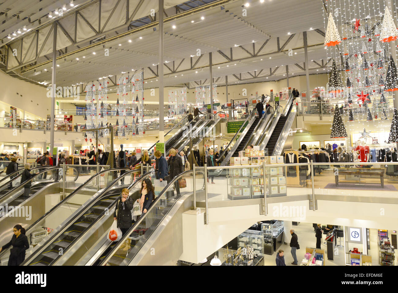 Interior of John Lewis Department Store at Christmas, Wood Street