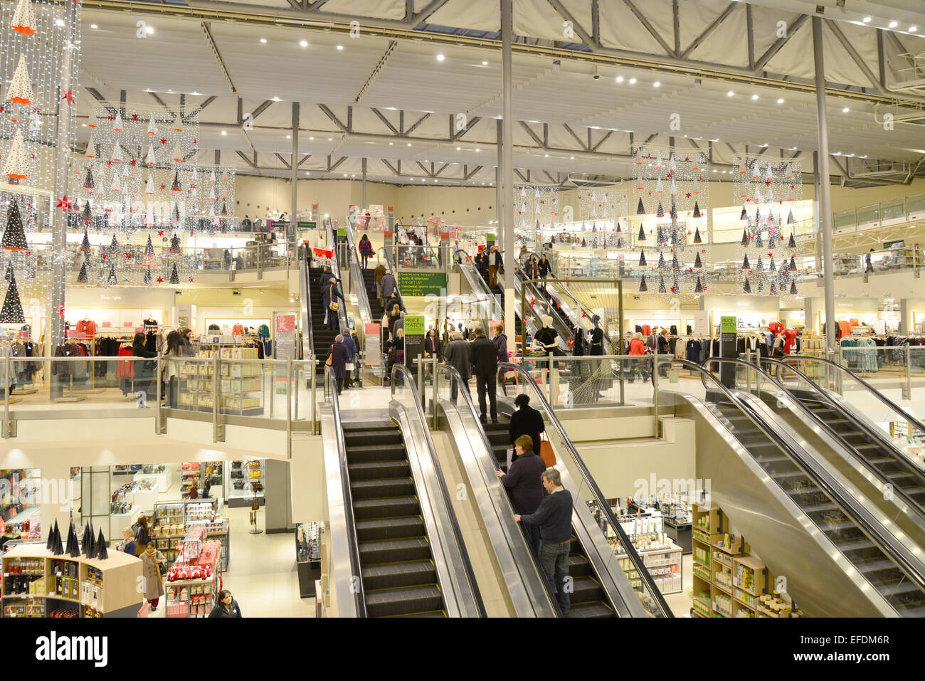 Interior of John Lewis Department Store at Christmas, Wood Street