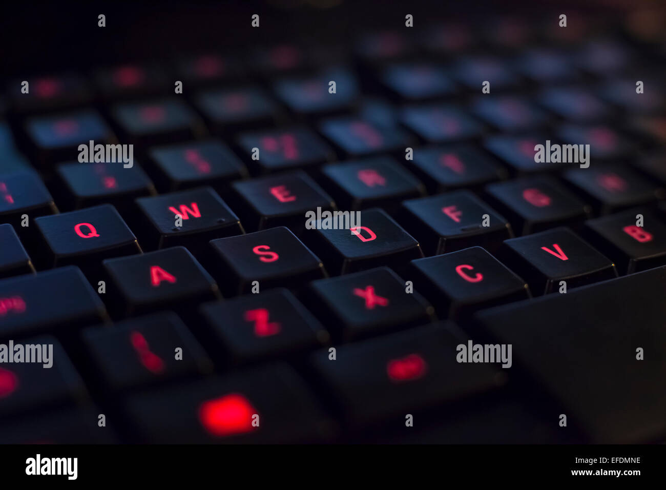 Red back lit keyboard wasd Stock Photo
