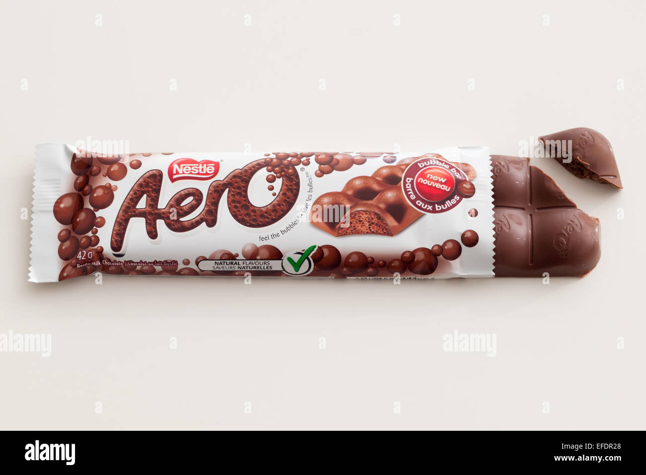 An Aero chocolate bar, produced by Nestlé.  Canadian packaging shown. Stock Photo