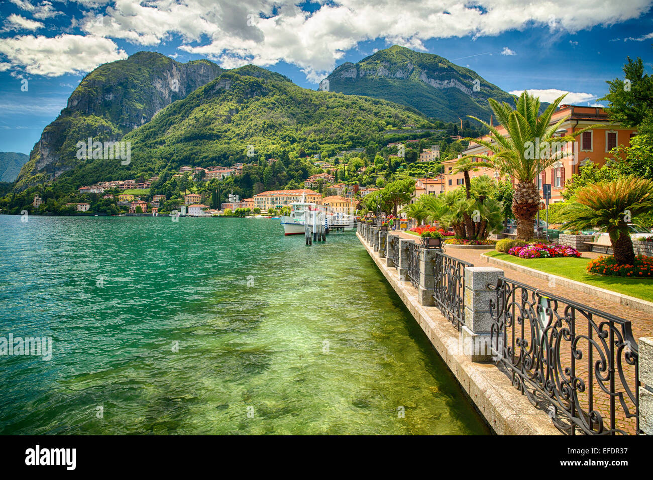 Lakeshore View of Menaggio, Lake Como, Lombardy, Italy Stock Photo