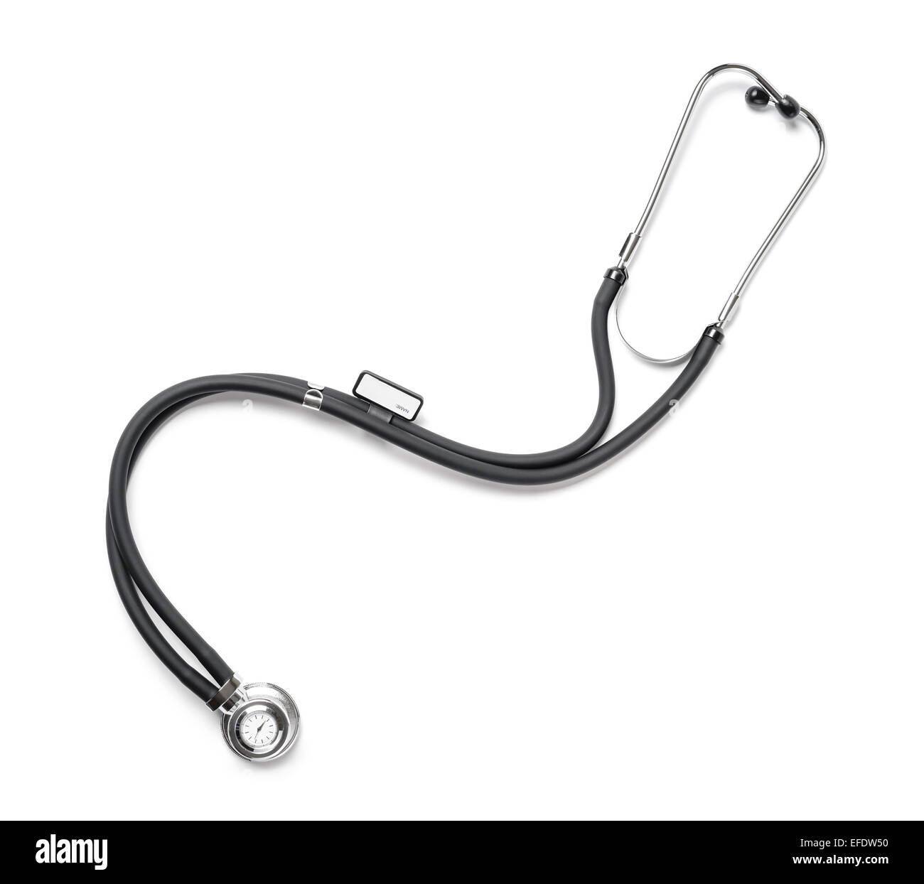 Close up view of black stethoscope on white back Stock Photo - Alamy