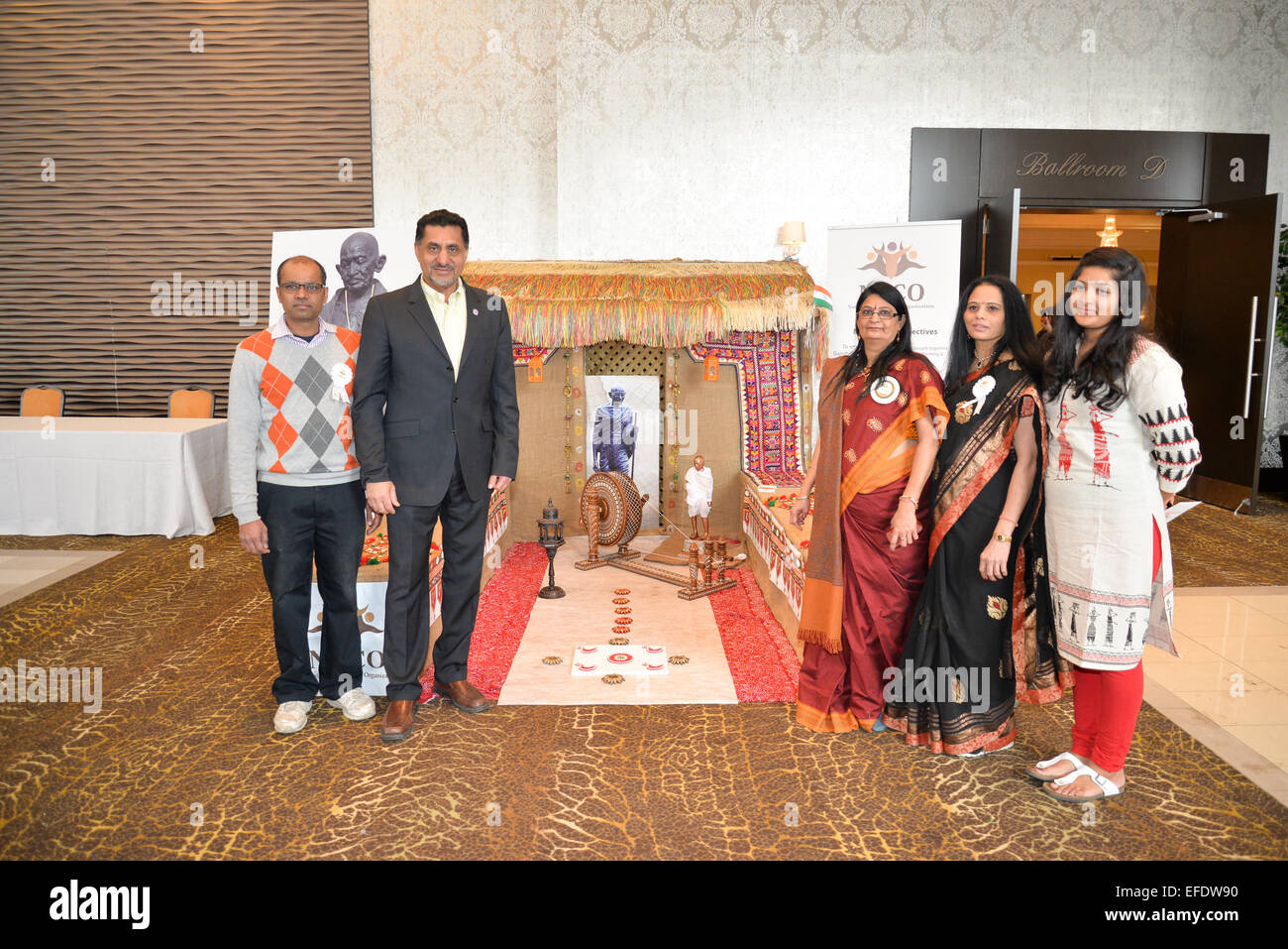 Toronto, Canada. 1st February, 2015. BRAMPTON— Republic Day of India celebrations brought hundreds out to the Pearson Convention Centre in Brampton. Republic Day marks the adoption of Indian’s constitution in 1950 and the final step to forming an independent republic after an end to British rule.Republic Day is actually recognized on Jan. 26. This year’s 66th occasion brought U.S. President Barack Obama to the annual parade in India during a state visit last month. Credit:  Nisarg Lakhmani/Alamy Live News Stock Photo