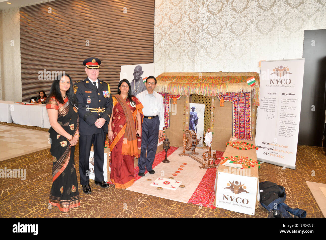 Toronto, Canada. 1st February, 2015. BRAMPTON— Republic Day of India celebrations brought hundreds out to the Pearson Convention Centre in Brampton. Republic Day marks the adoption of Indian’s constitution in 1950 and the final step to forming an independent republic after an end to British rule.Republic Day is actually recognized on Jan. 26. This year’s 66th occasion brought U.S. President Barack Obama to the annual parade in India during a state visit last month. Credit:  Nisarg Lakhmani/Alamy Live News Stock Photo