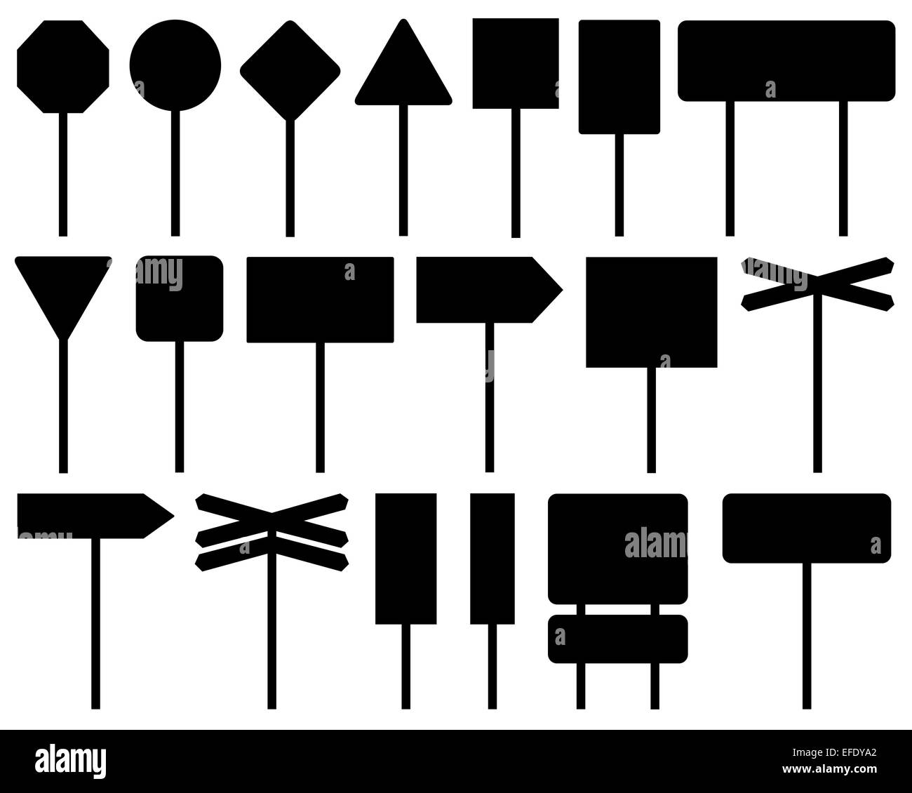 Set of different road signs Stock Photo Alamy