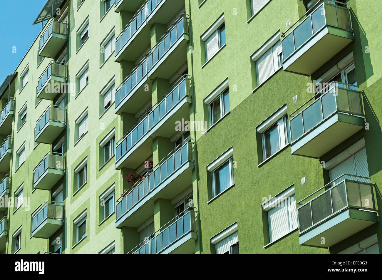High apartment building with balconies Stock Photo - Alamy
