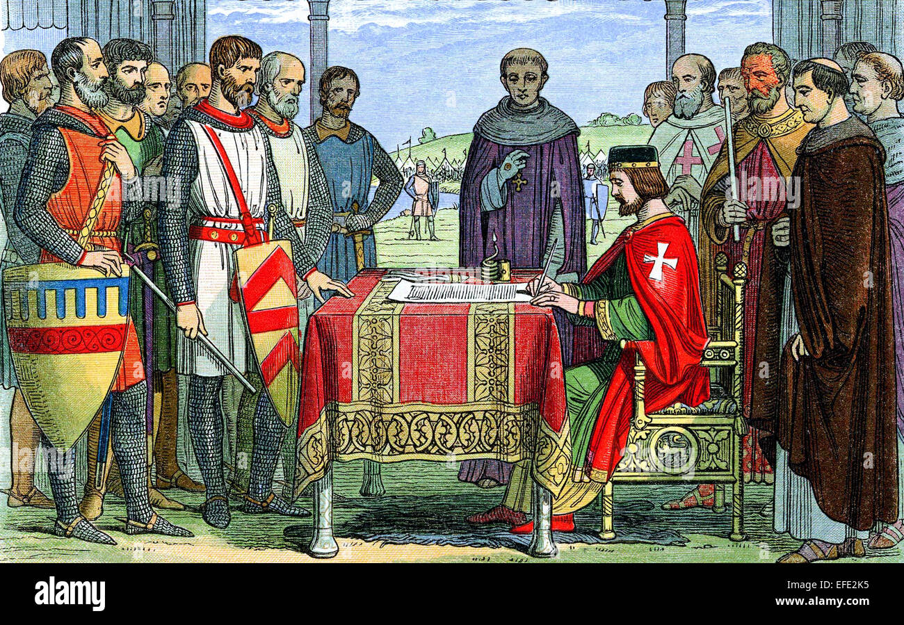 King John signing the Magna Carta Stock Photo