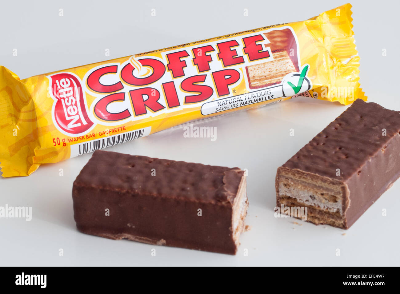 Coffee Crisp, a Canadian chocolate bar currently being produced by Nestlé Canada. Stock Photo