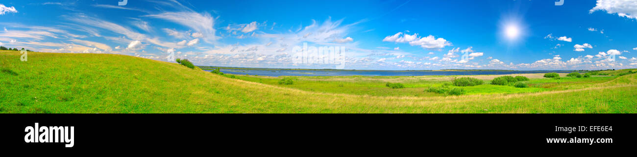 Panorama of beautiful green valley Stock Photo
