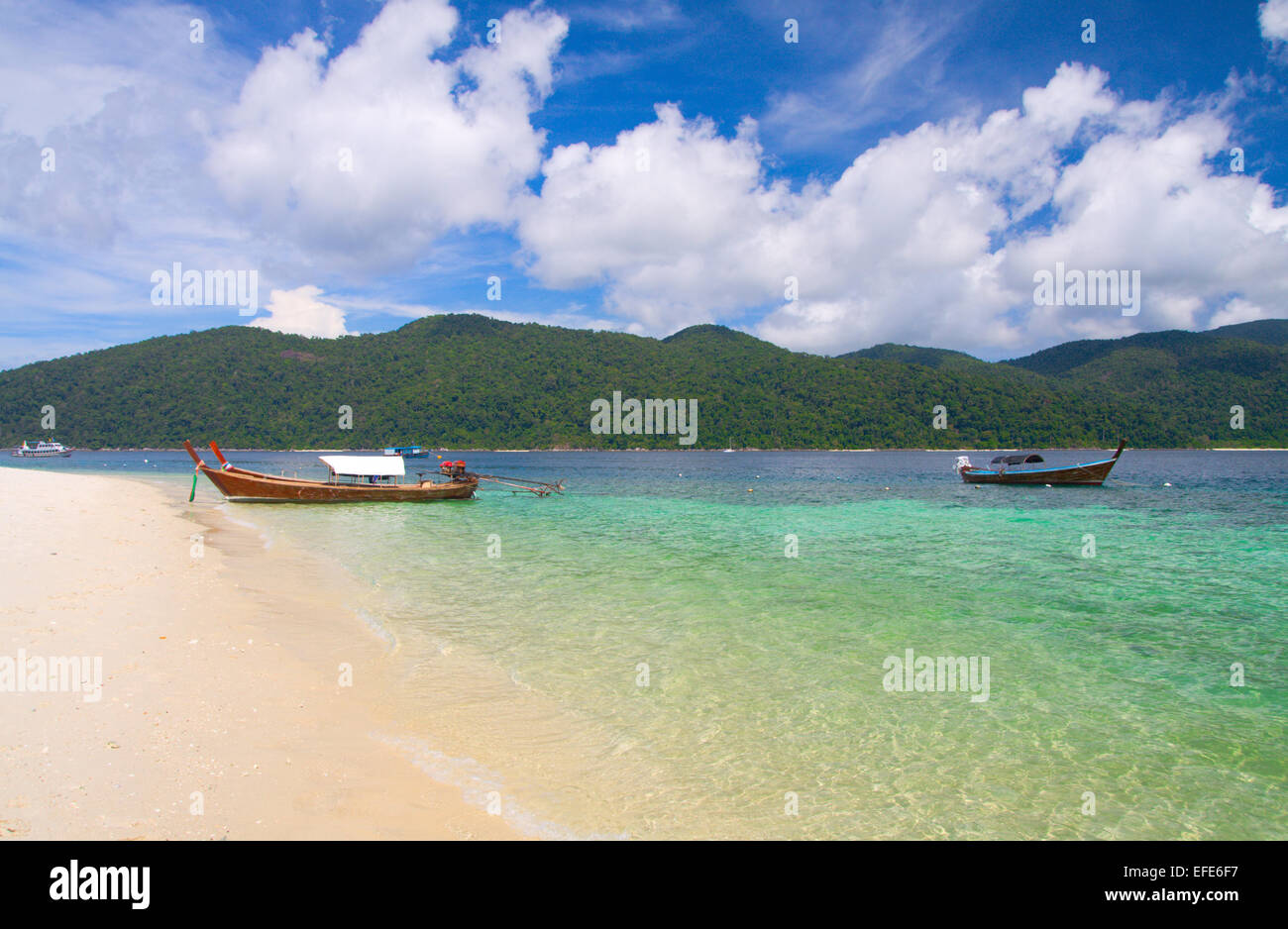 beautiful lagoon with longtail boat. thailand Stock Photo