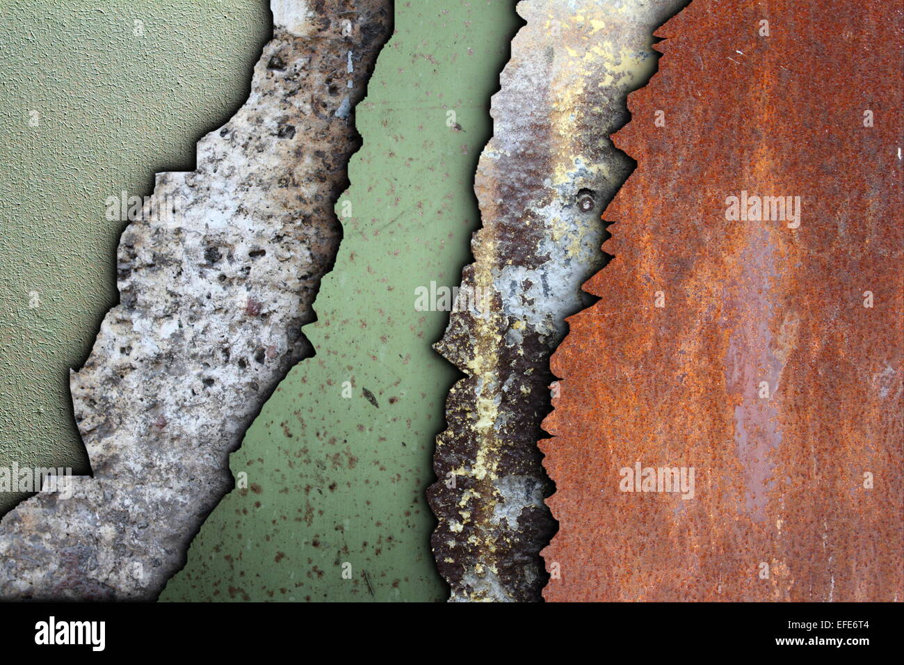 collection of weathered textures with shadow in layers Stock Photo