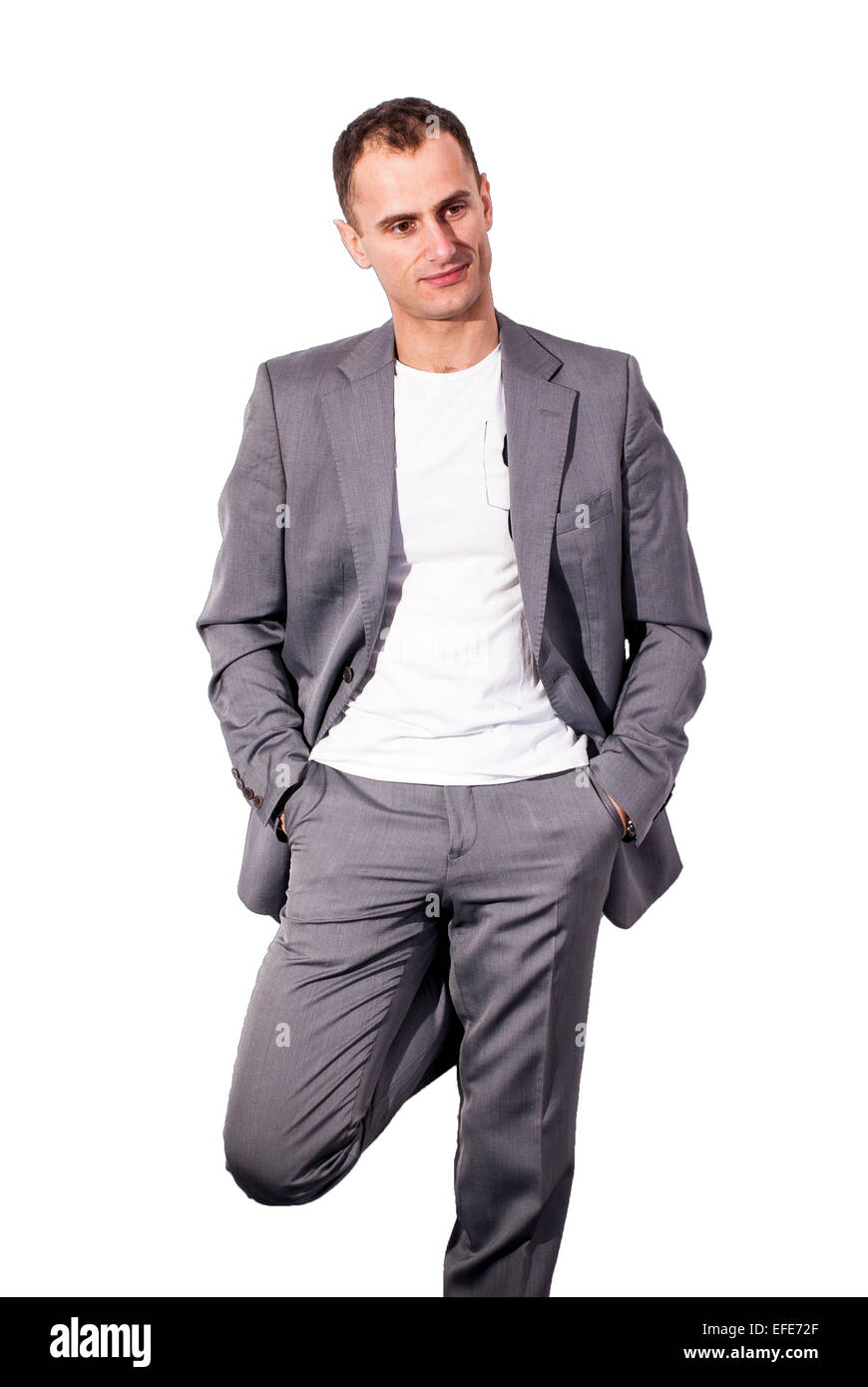 Elegant handsome man on white background Stock Photo