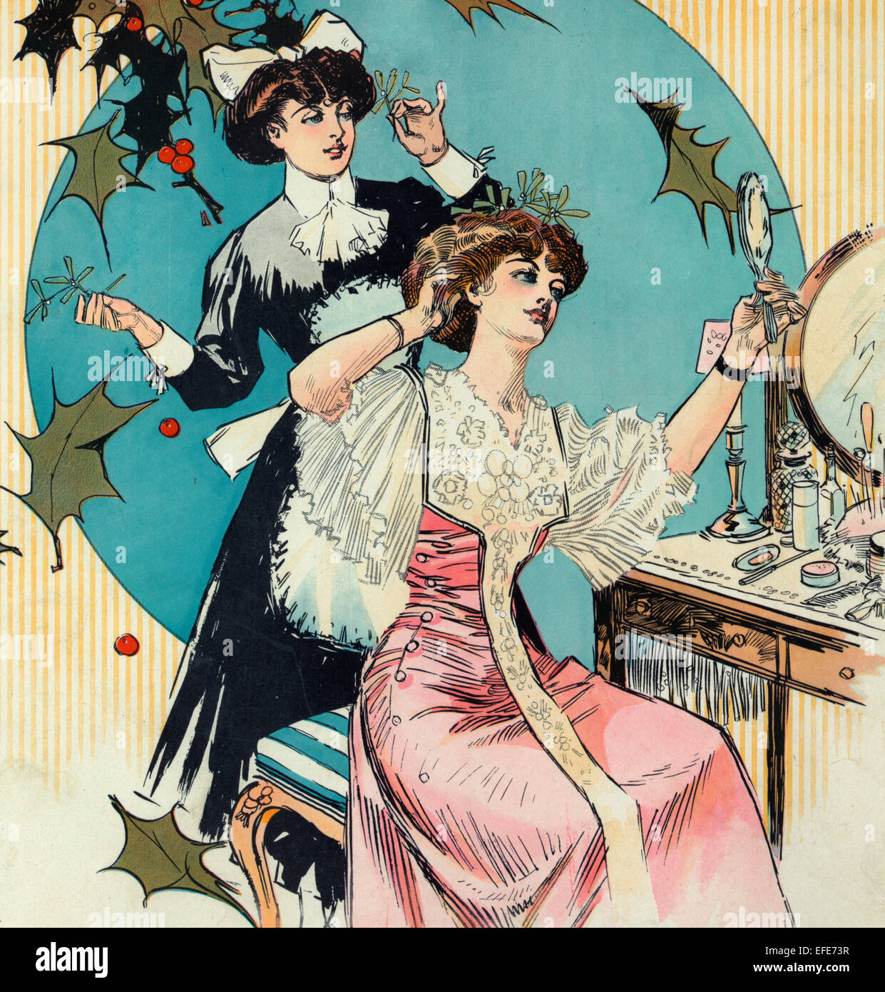 https://c8.alamy.com/comp/EFE73R/christmas-1908-illustration-shows-a-young-woman-sitting-at-her-dressing-EFE73R.jpg