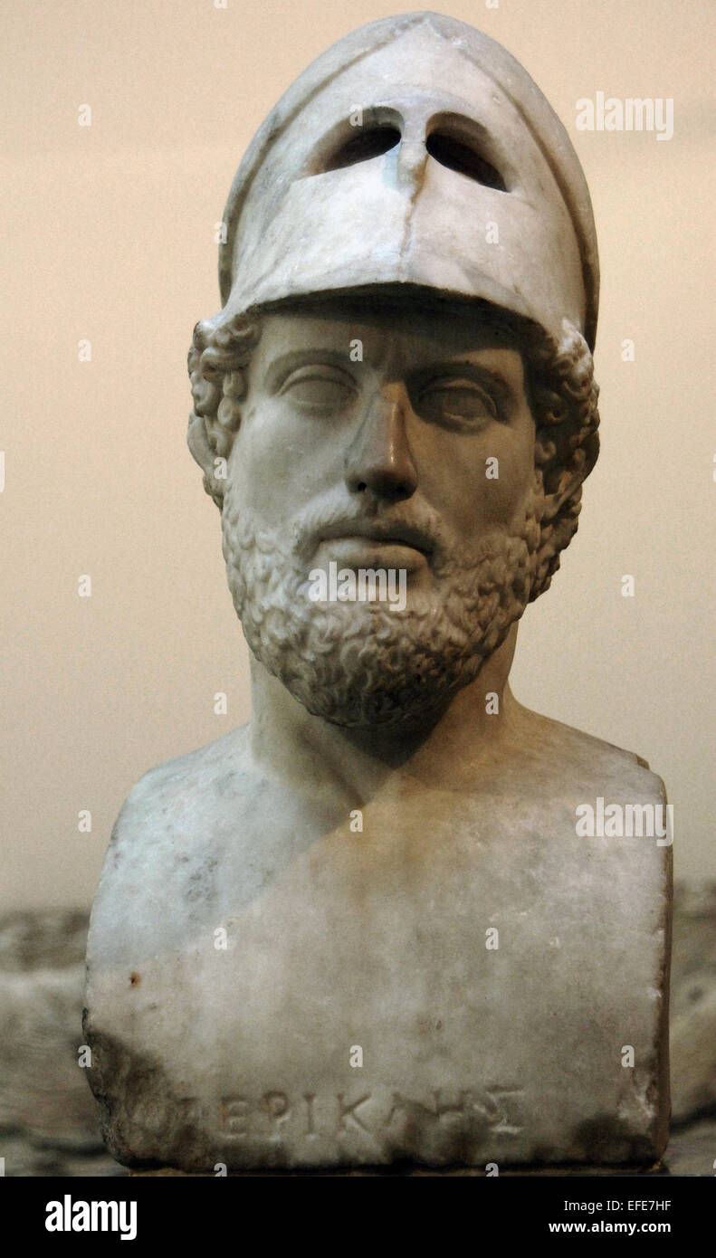 Pericles (495-429 BC). Greek statesman. Orator and general of Athens during the Golden Age. Roman copy of 2nd AD. From Hadrian's Villa. Tivoli. Italy. British Museum. London. England. United Kingdom. Stock Photo