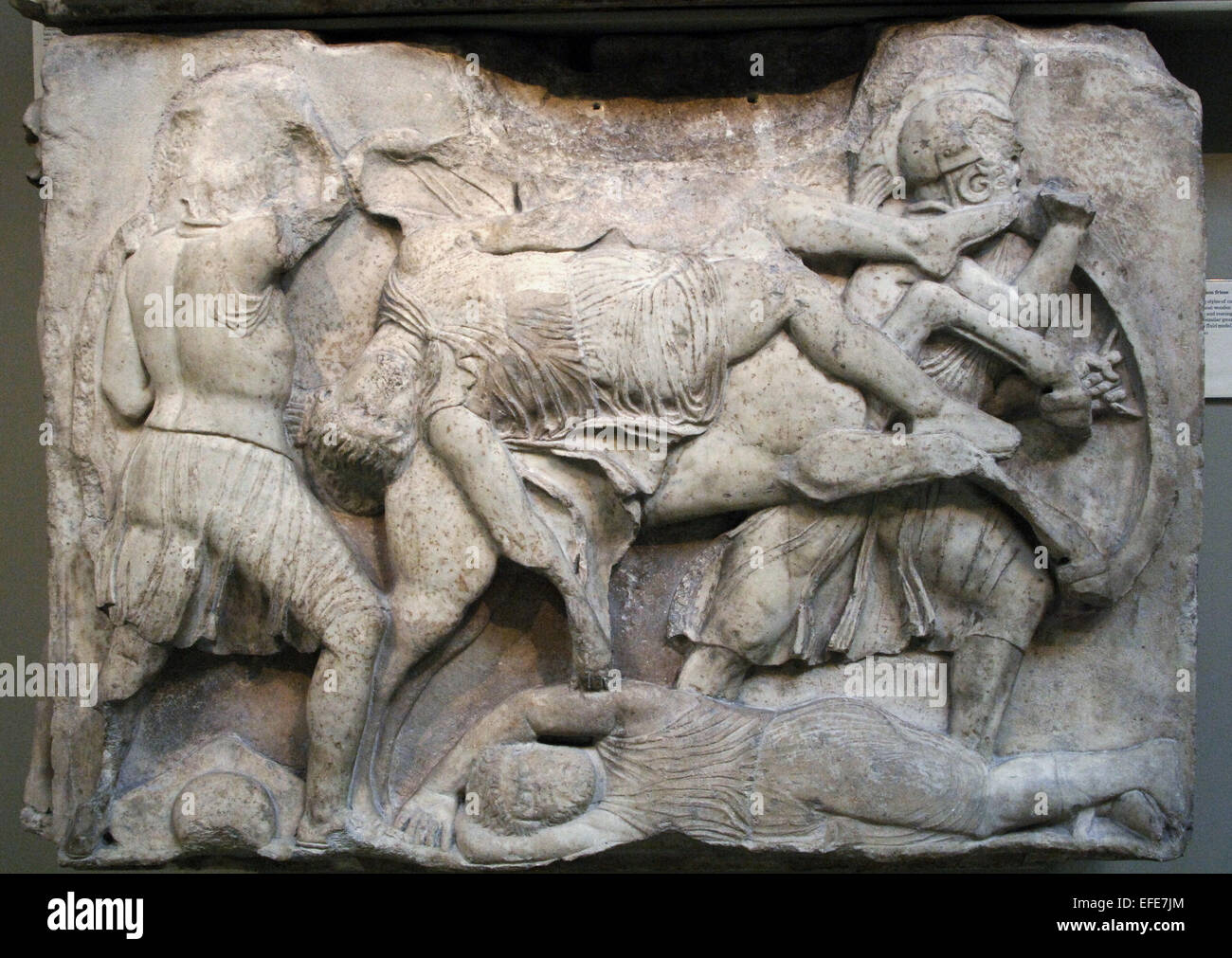 Nereid Monument. Sculptured tomb from Xanthos. Classical period Lycia. Turkey. Battle. Greater podium frieze. 390-380 BC. British Museum. London. England. United Kingdom. Stock Photo