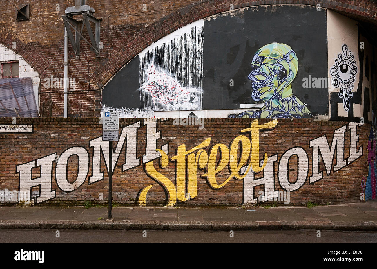Street art in the Hawley Wharf development in Camden Market Camden Town London UK Stock Photo