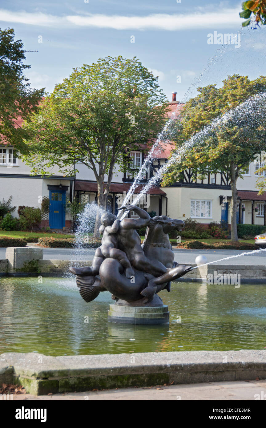 Fountain, Port Sunlight, Bebington, Wirral, Merseyside, UK Stock Photo