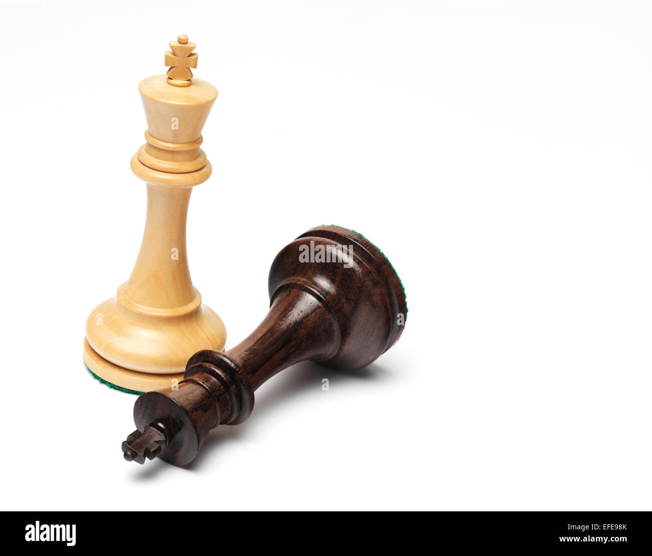 Chess king and queen pieces isolated on a white background Stock Photo