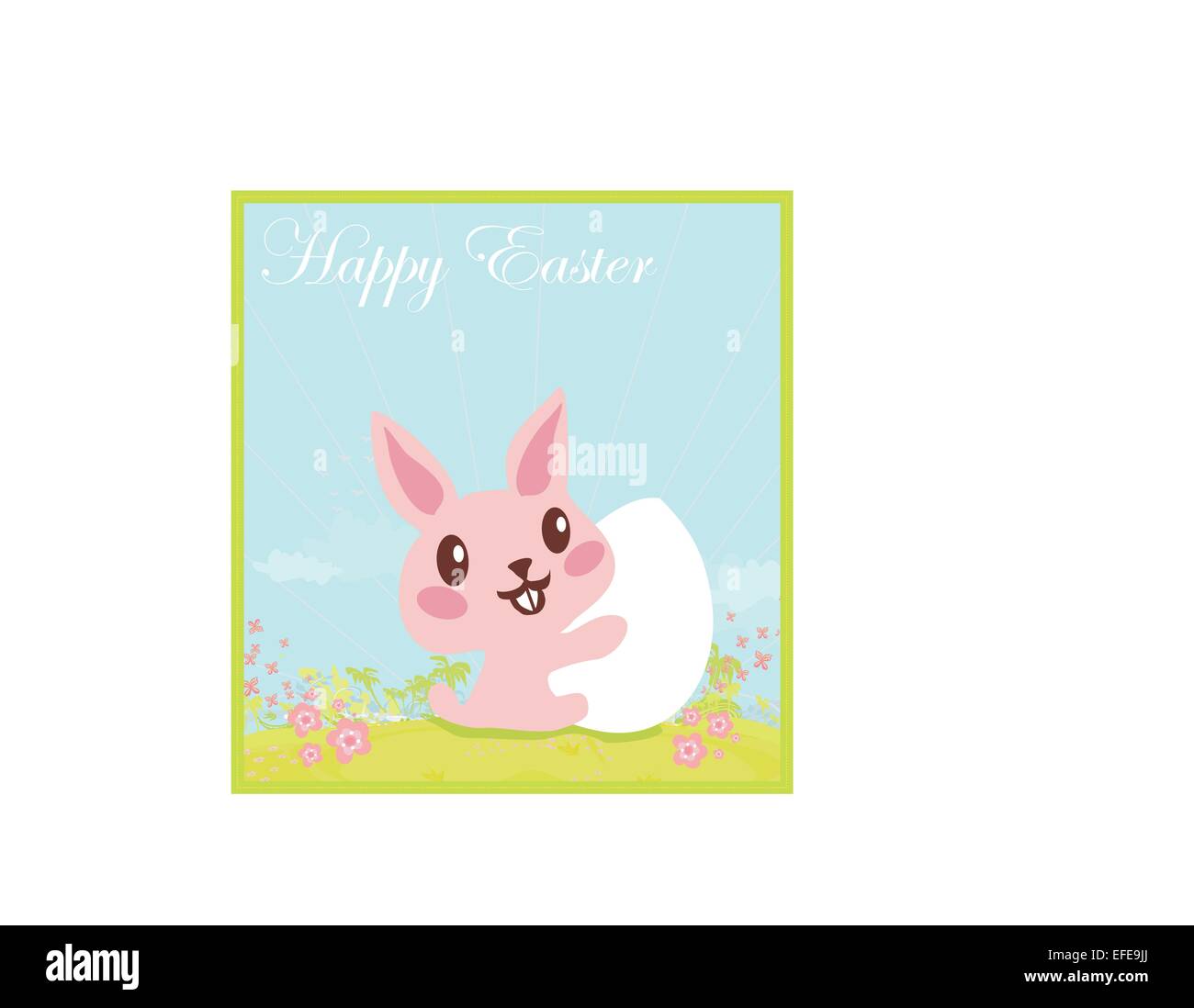 Illustration of happy Easter bunny carrying egg Stock Vector Image ...